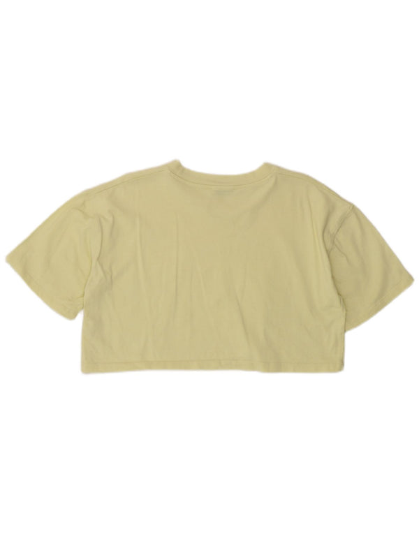 Zara T-shirt court à manches courtes pour femme UK 12 en coton jaune moyen