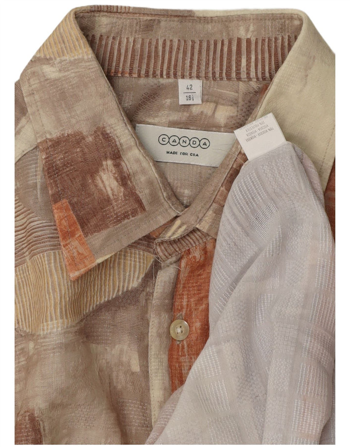 CANDA Chemise à manches courtes pour hommes Taille 42 16 1/2 Grand patchwork multicolore
