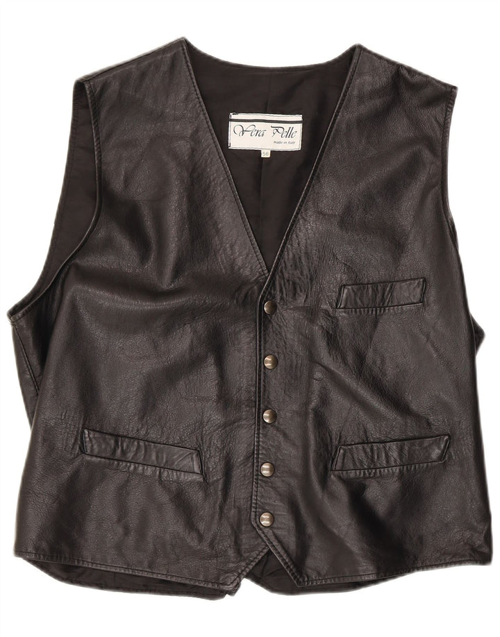 Gilet en cuir homme vintage 3XL Cuir noir