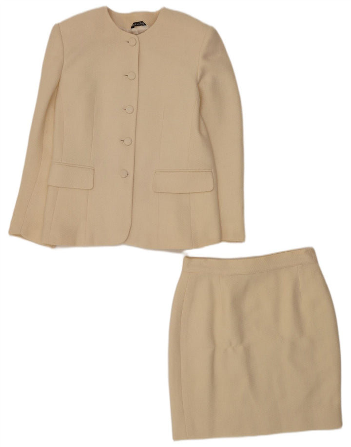 Andrea's Ensemble jupe 2 pièces 5 boutons pour femme IT 46 Large W28 laine beige