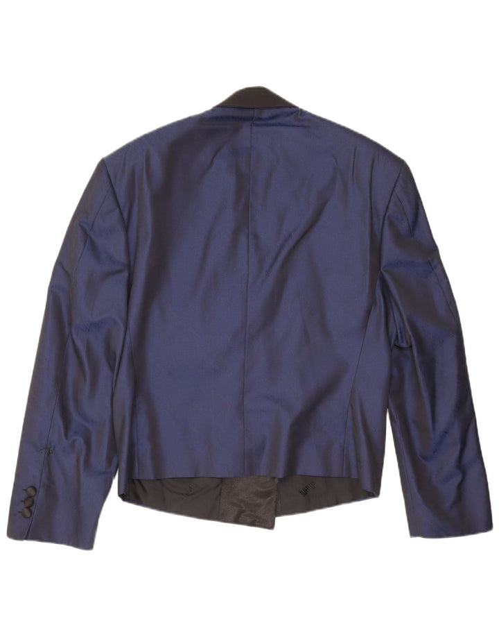 Veste Blazer 1 Bouton Femme UK 16 Large Bleu Marine Coton