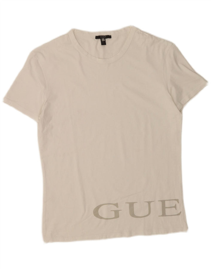 Guess T-Shirt Graphique Homme Grand Blanc Coton