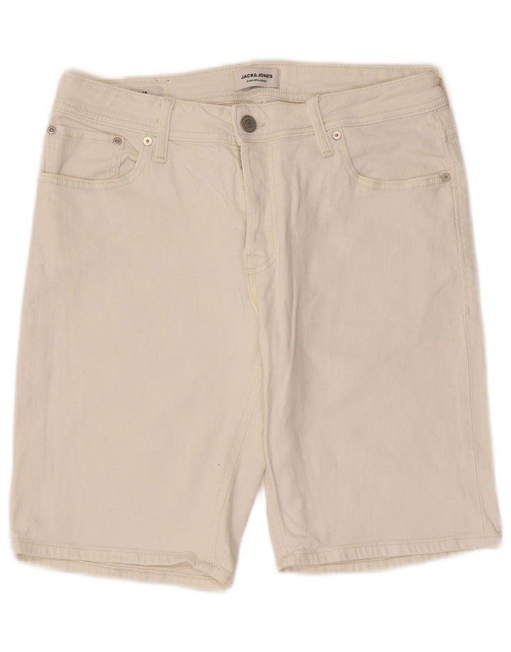 JACK & JONES Short en Jean Regular Fit Homme Moyen W32 Coton Blanc