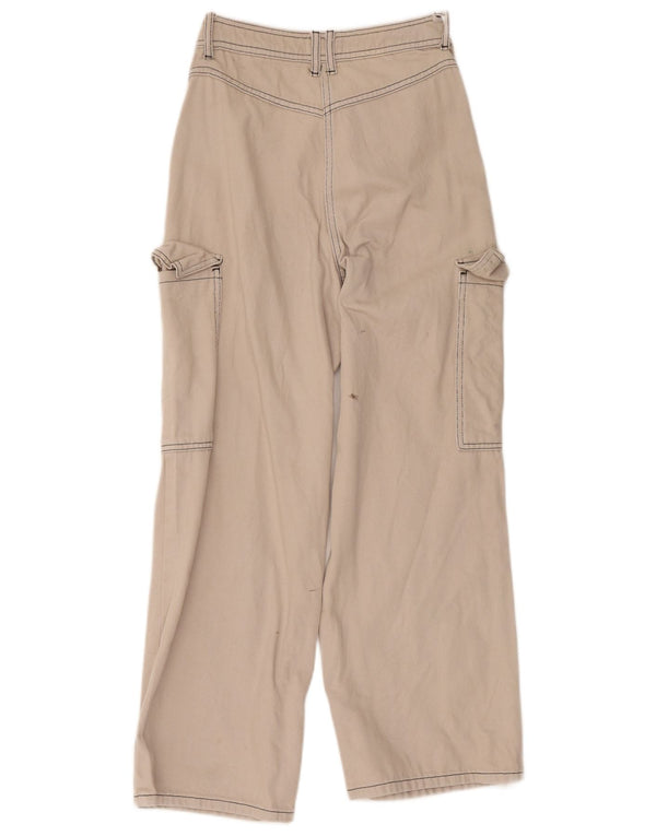 Topshop Pantalon cargo taille haute à jambe large pour femme UK 8 Small W28 L26 Beige