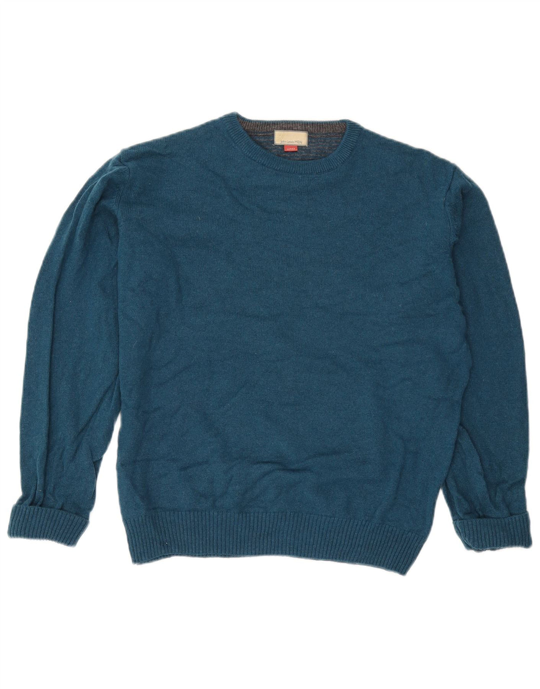 John Lewis Pull à col rond pour homme en laine mérinos bleue