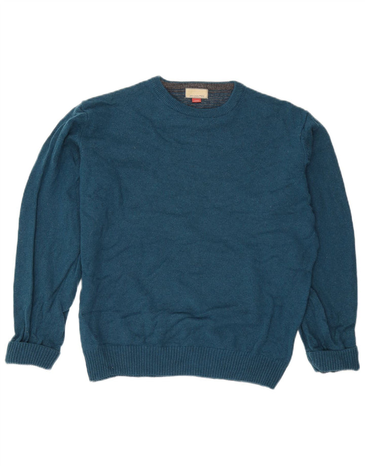 John Lewis Pull à col rond pour homme en laine mérinos bleue