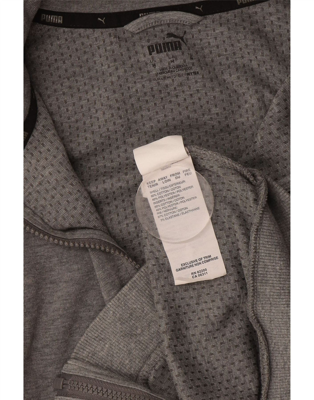 PUMA Veste de Survêtement Homme Gris Moyen Colourblock Cotton