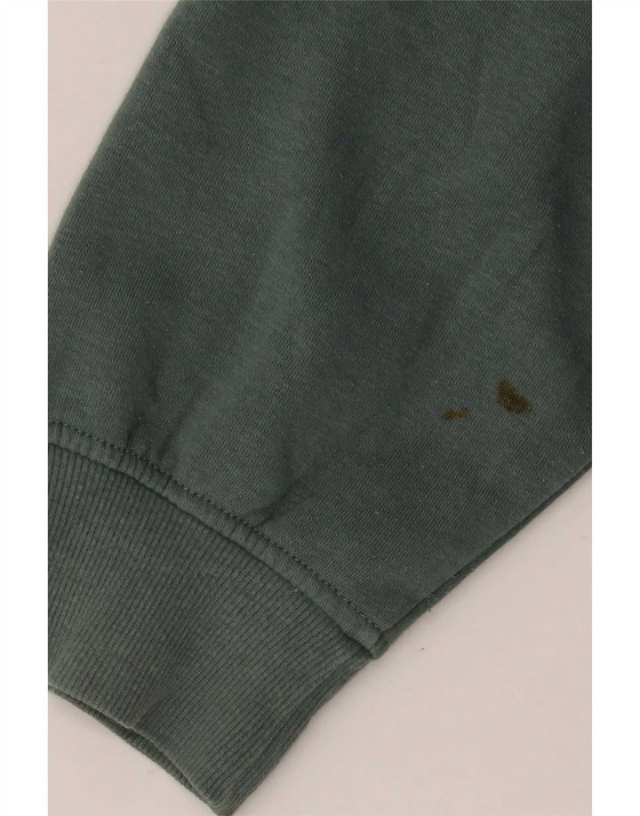 Zara Womens Crop Oversize Sweatshirt Jumper UK 14 Moyen Vert Coton