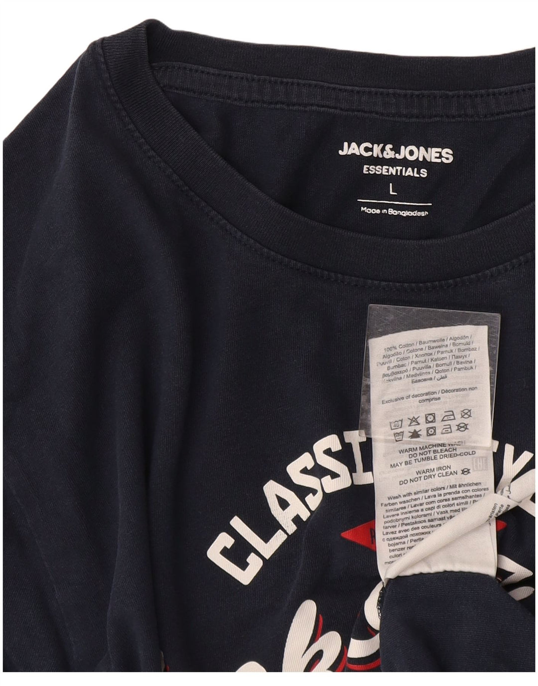 Jack & Jones T-Shirt Graphique Homme Grand Bleu Marine Coton