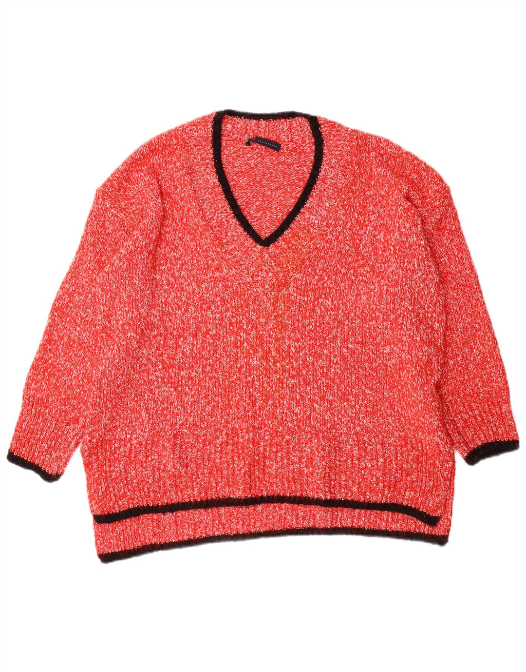 Marks & Spencer Pull col en V pour femme UK 16 Large Rouge Polyester