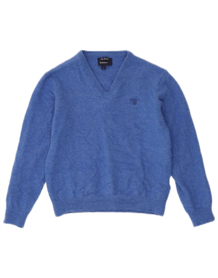 Gant Pull col V pour garçon 7-8 ans, grand bleu, laine d'agneau
