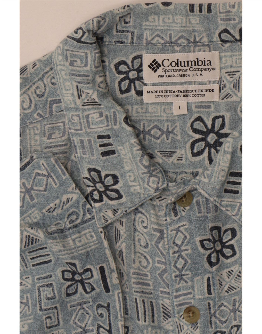 Columbia Chemise à Manches Courtes Homme Grand Bleu Floral Coton