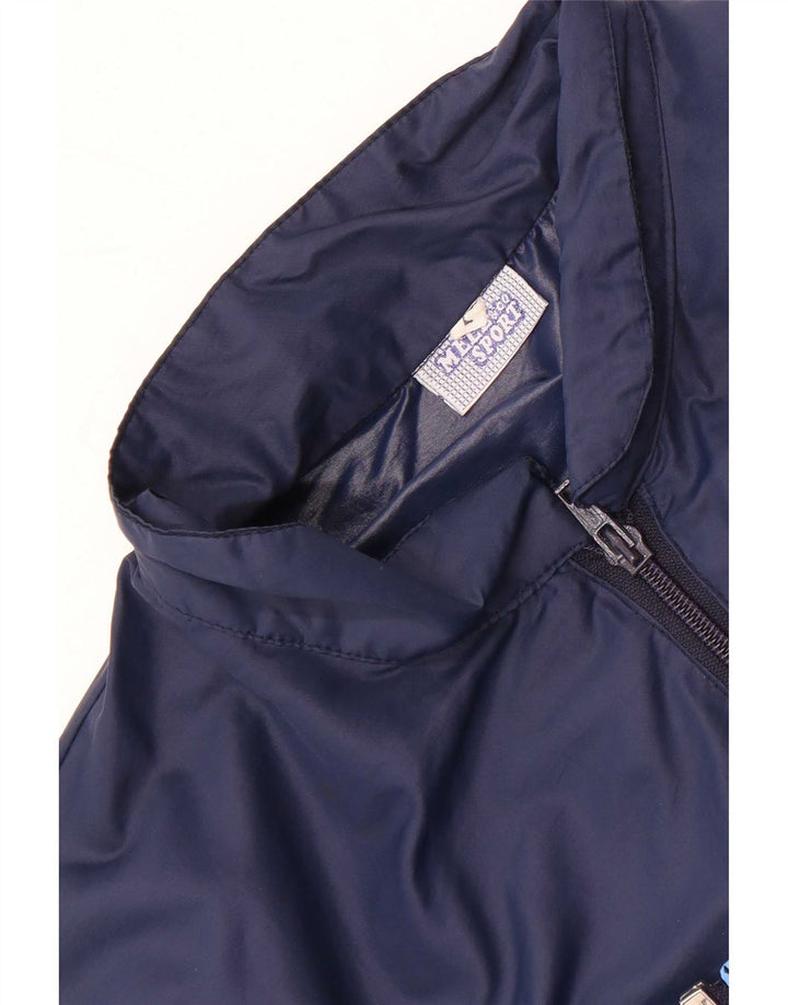 vintage Mens Survêtement Top Veste Grand Bleu Marine Colourblock