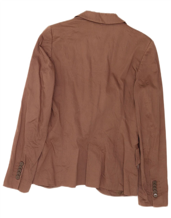 Zara Veste Blazer 1 Bouton Femme UK 10 Petit Coton Marron