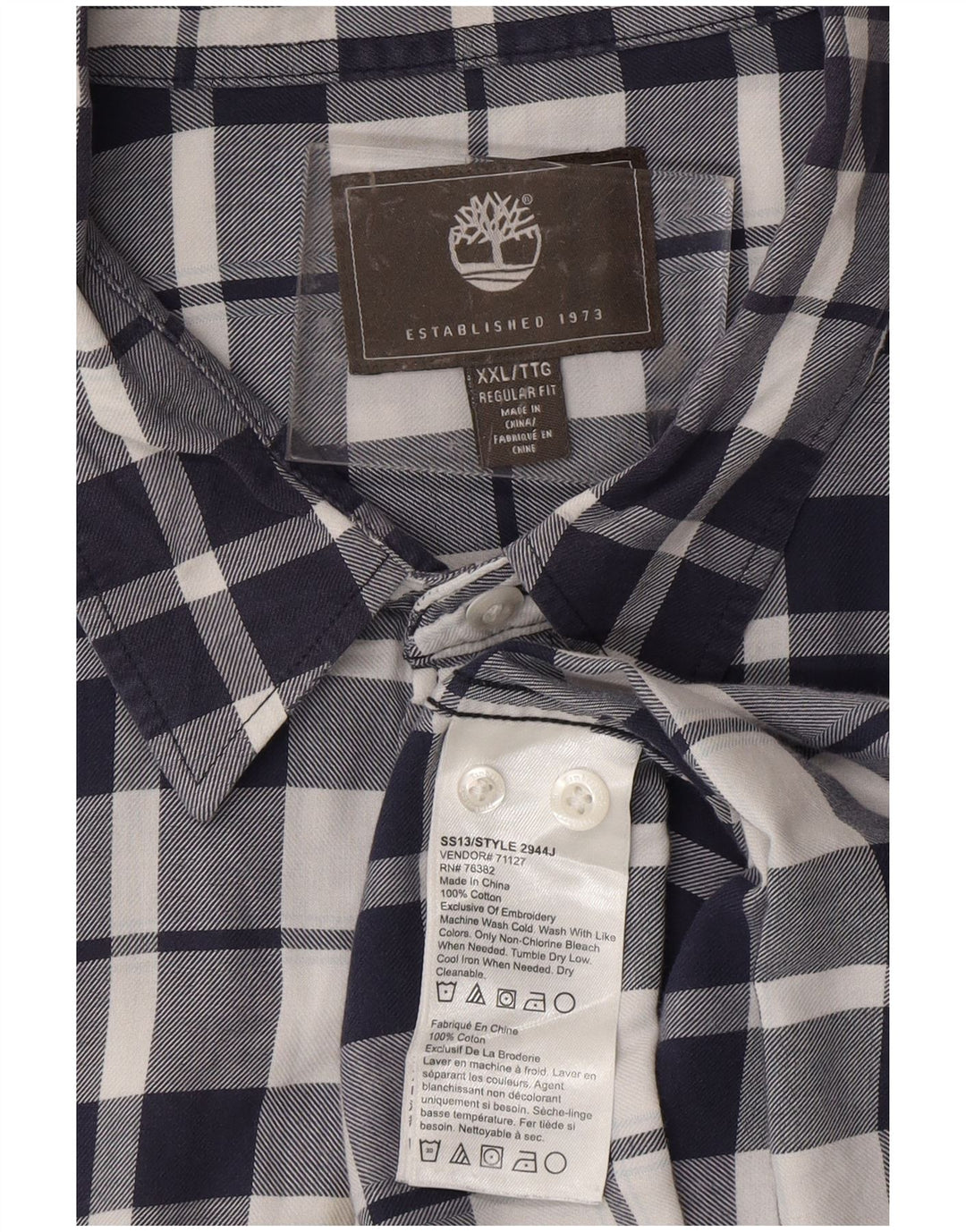 TIMBERLAND Chemise Regular Fit Homme 2XL Bleu Marine à Carreaux Coton