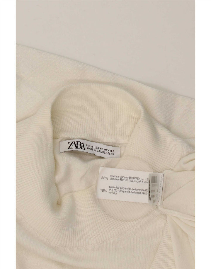 Zara Pull Col Roulé Homme Blanc Moyen Viscose