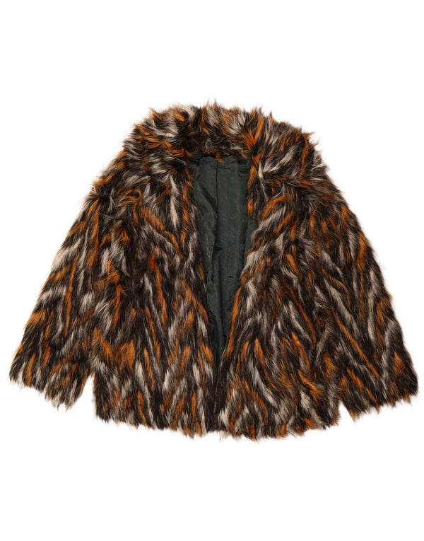TOPSHOP Veste ouverte en fausse fourrure pour femme UK 6 XS imprimé animal multicolore