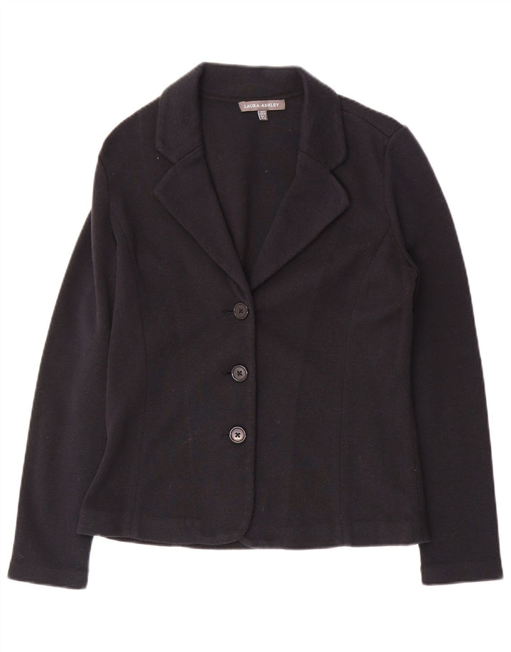 Laura Ashley Veste blazer en tricot à 3 boutons pour femme UK 8 Petit coton bleu marine