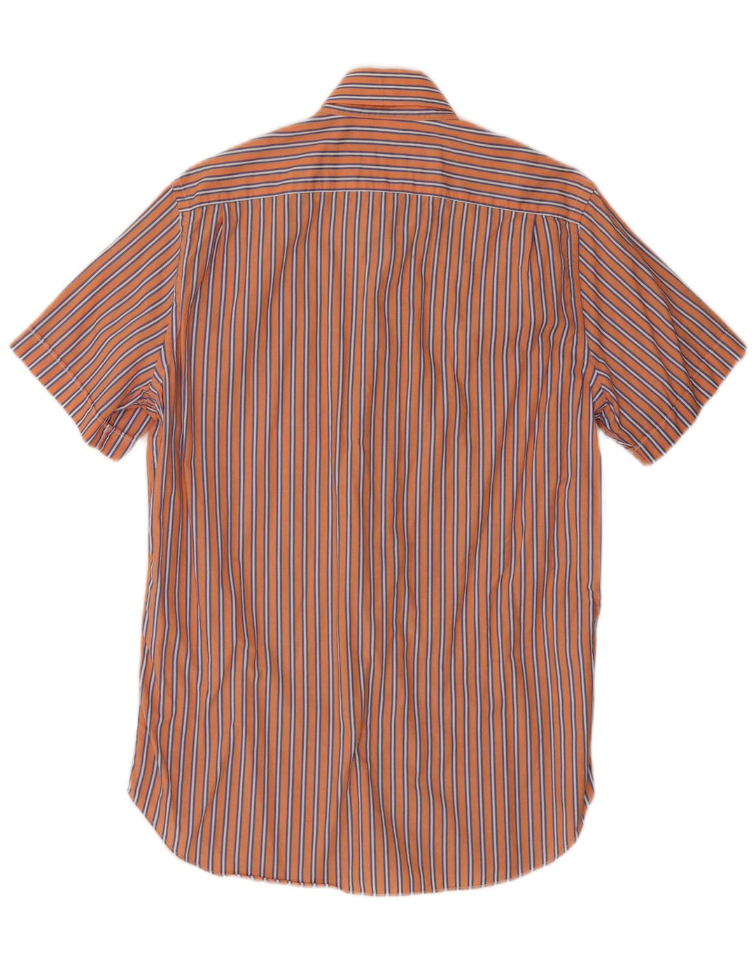 Massimo Dutti Chemise à manches courtes homme en coton rayé orange moyen