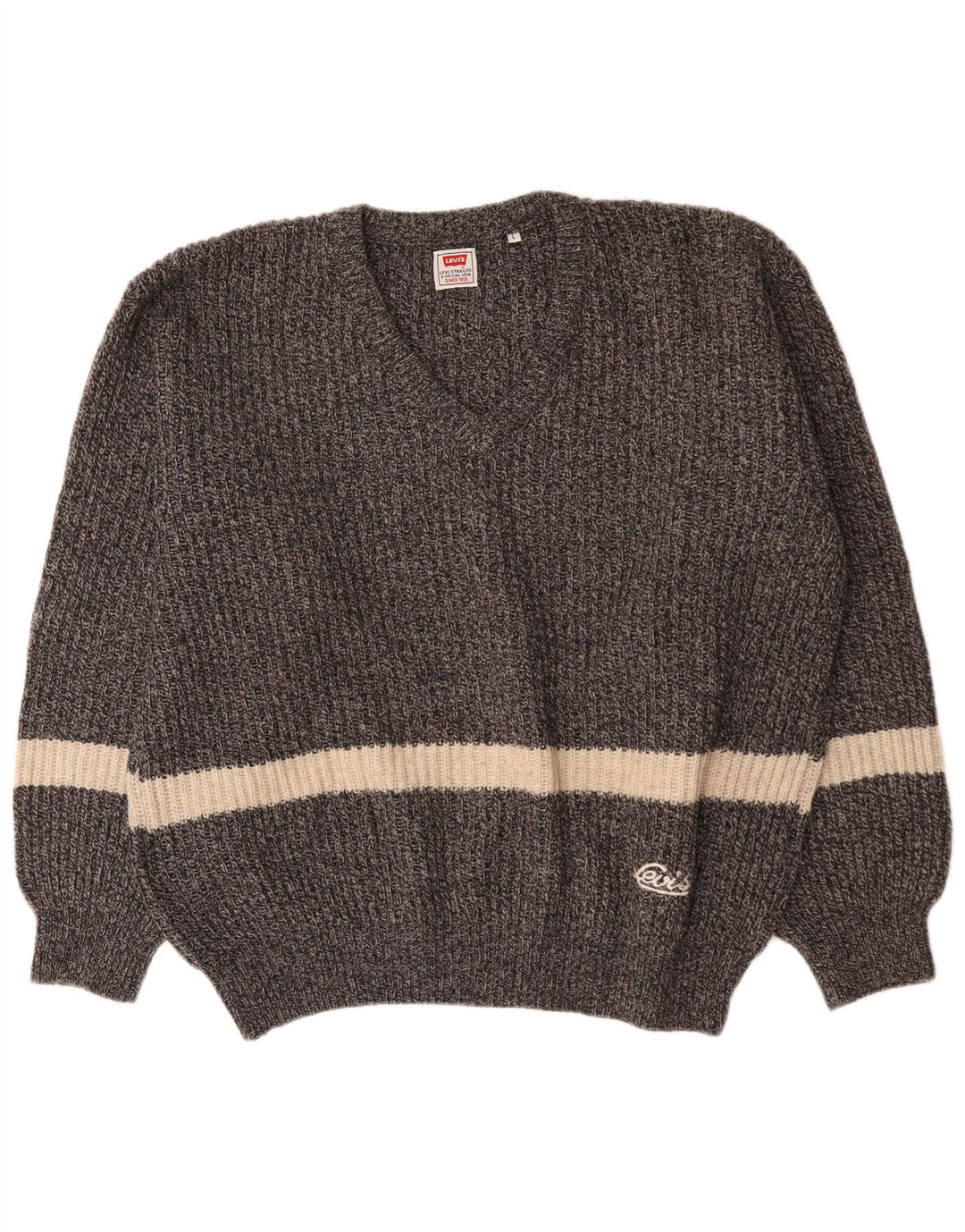 Levi's Pull Col V Homme Large Gris Laine Colorblock