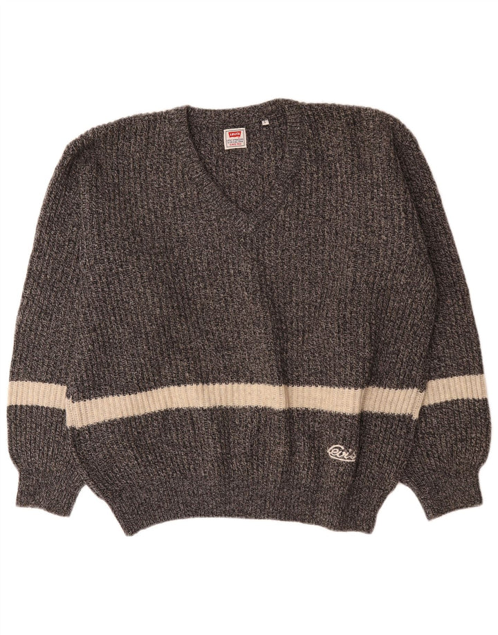 Levi's Pull Col V Homme Large Gris Laine Colorblock