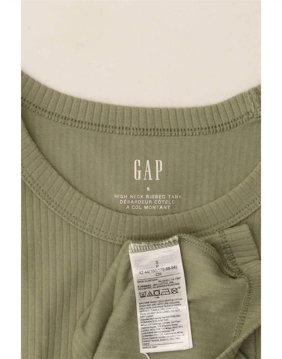 Gap Débardeur Femme UK 8 Small Kaki Coton