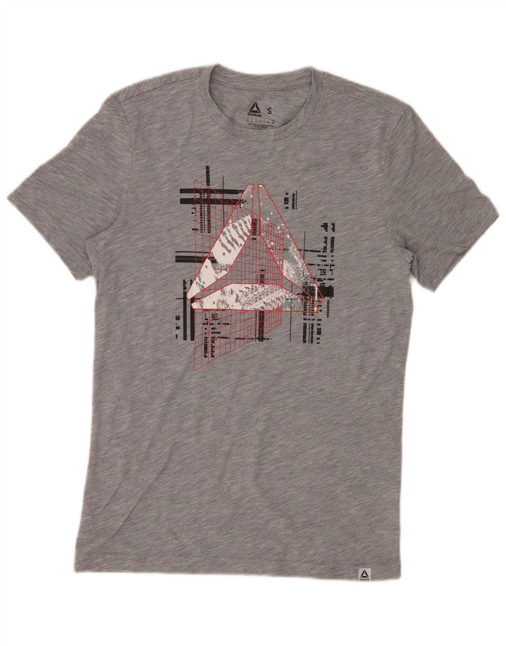 REEBOK T-Shirt Graphique Homme Petit Gris Moucheté Polyester