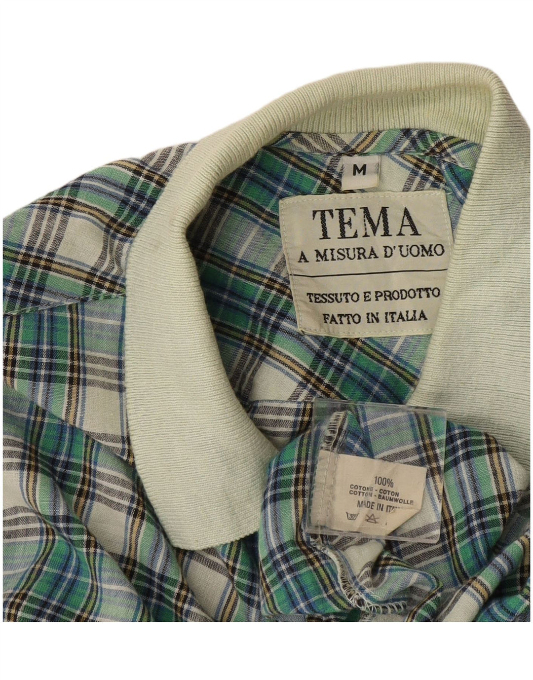 Chemise pull vintage pour homme en coton à carreaux vert moyen