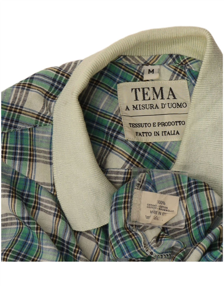 Chemise pull vintage pour homme en coton à carreaux vert moyen
