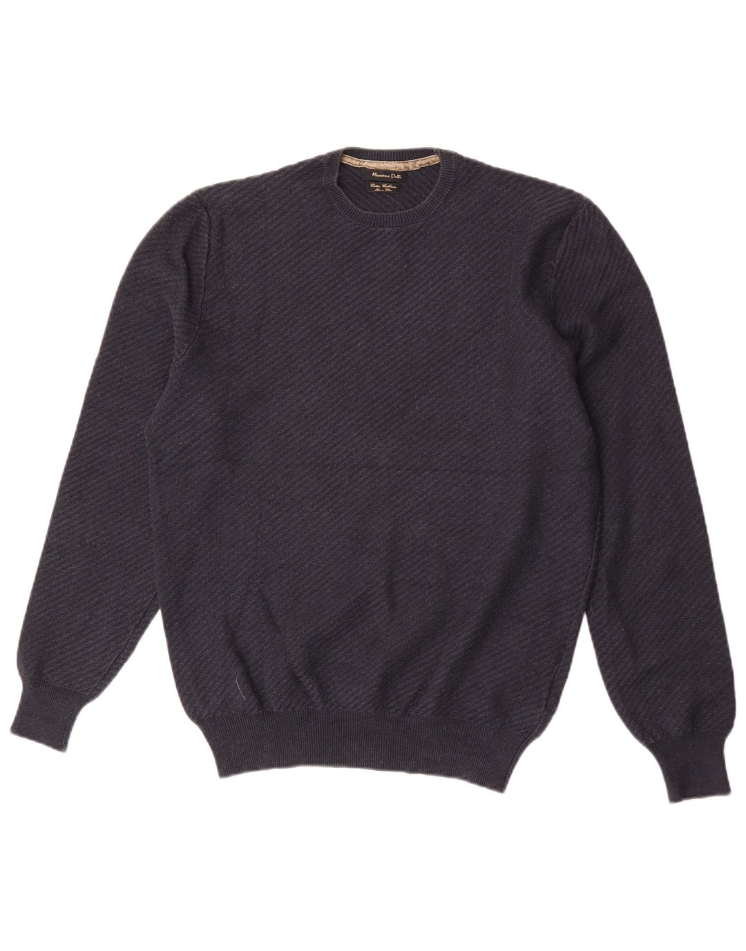 Massimo Dutti Pull col rond homme en coton bleu marine moyen
