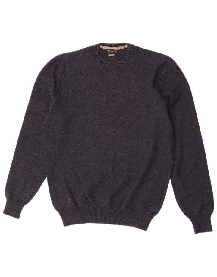 Massimo Dutti Pull col rond homme en coton bleu marine moyen