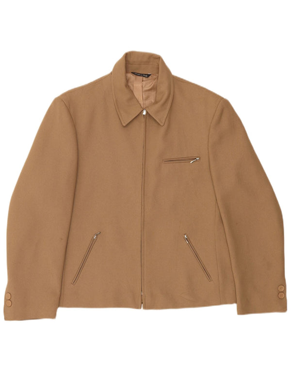 VINTAGE Veste Blazer Femme IT 48 XL Marron Polyester