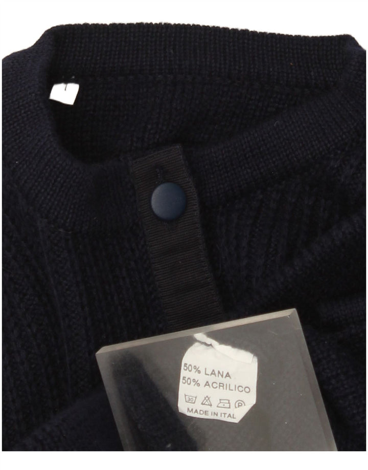 vintage Mens Cardigan Pull Grande Laine Bleu Marine