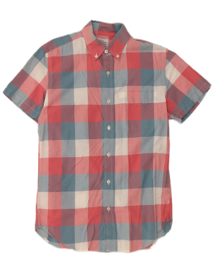 J. CREW Chemise à Manches Courtes Homme XS Coton à Carreaux Multicolore