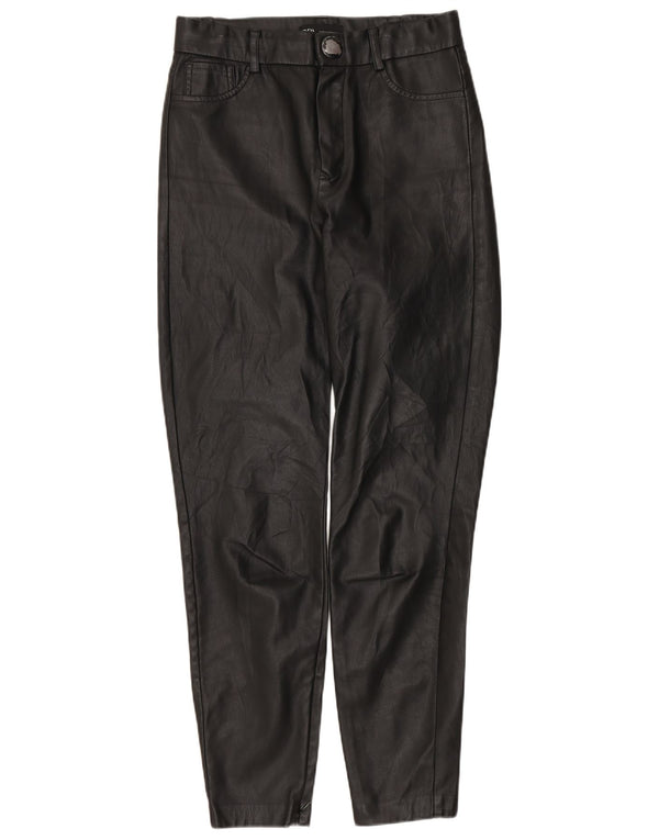 Zara Pantalon slim en similicuir pour femme Small W26 L27 Noir
