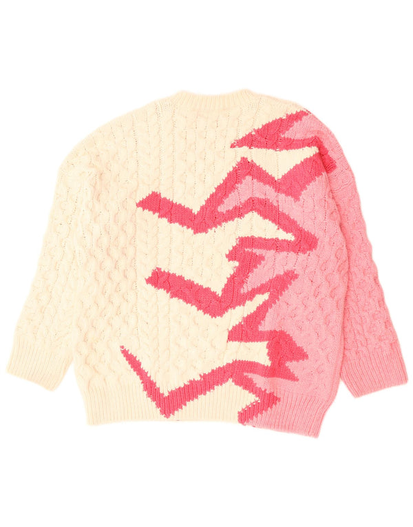 Zara Pull ras du cou pour femme UK 14 Medium Blanc cassé Polyester