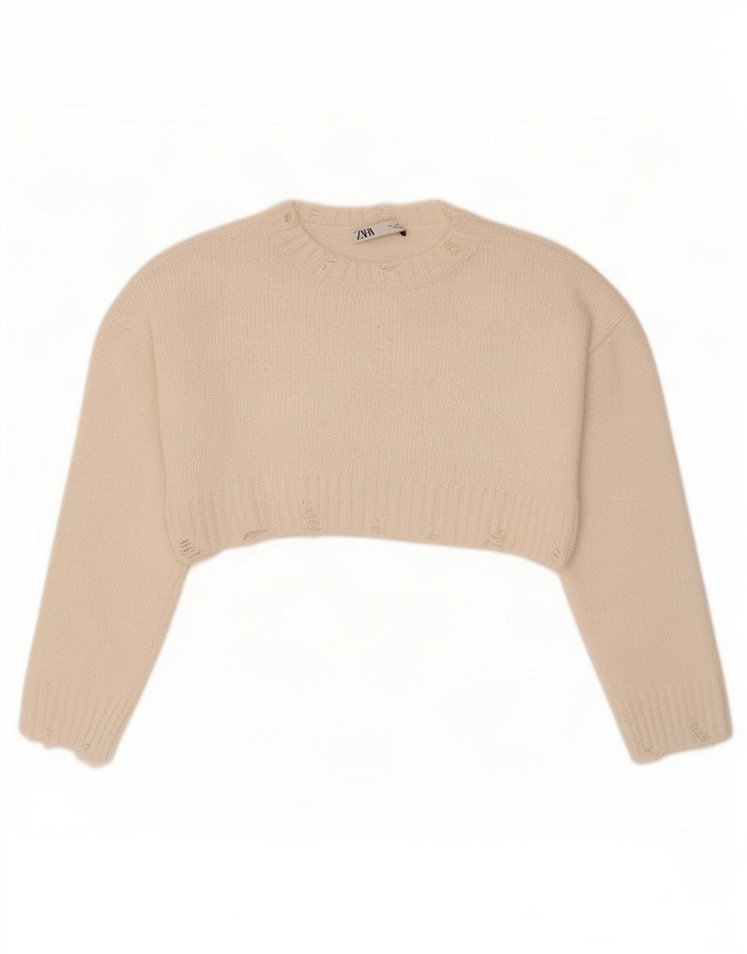 Zara Femme Pull Boléro Oversize UK 10 Petit Polyester Blanc Cassé