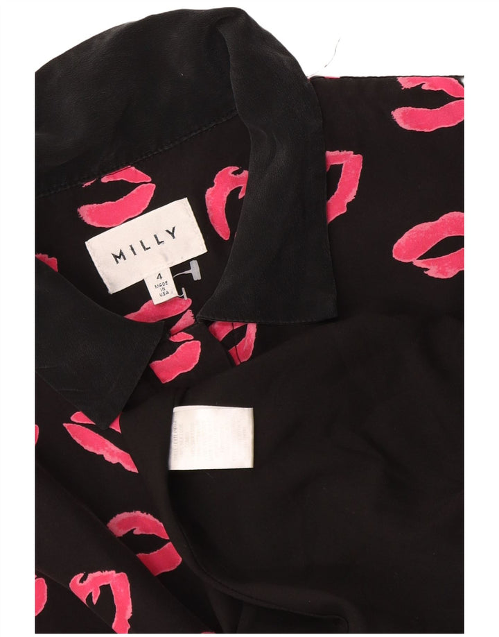 Milly Robe chemise à manches courtes pour femme Motif abstrait US 4 Petit Noir