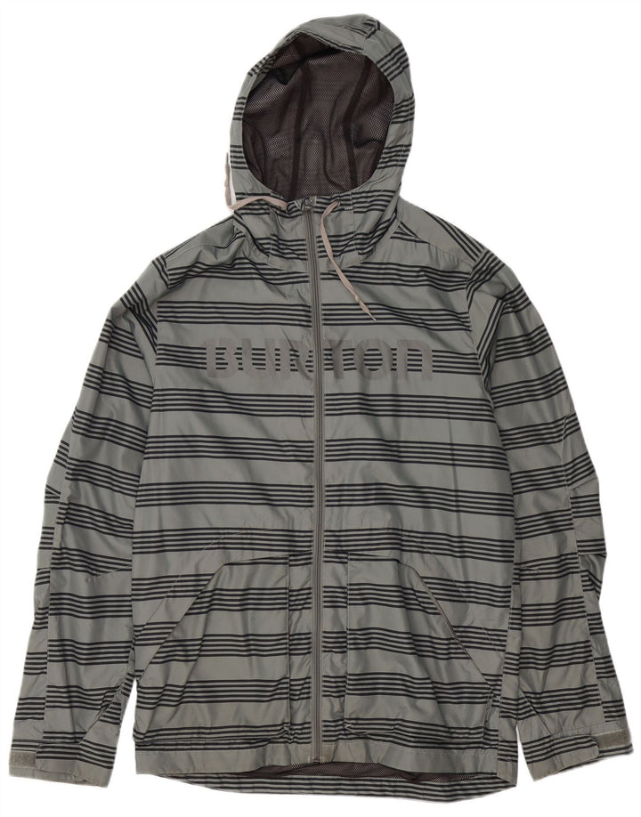 Burton Veste de pluie à capuche graphique pour homme UK 38 Polyester rayé gris moyen