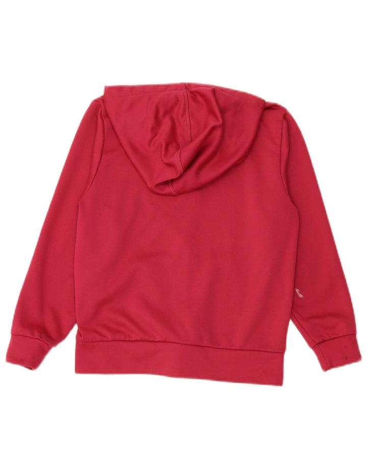 CHAMPION Girls Zip Hoodie Sweater 9-10 Years Medium Pink Polyester
