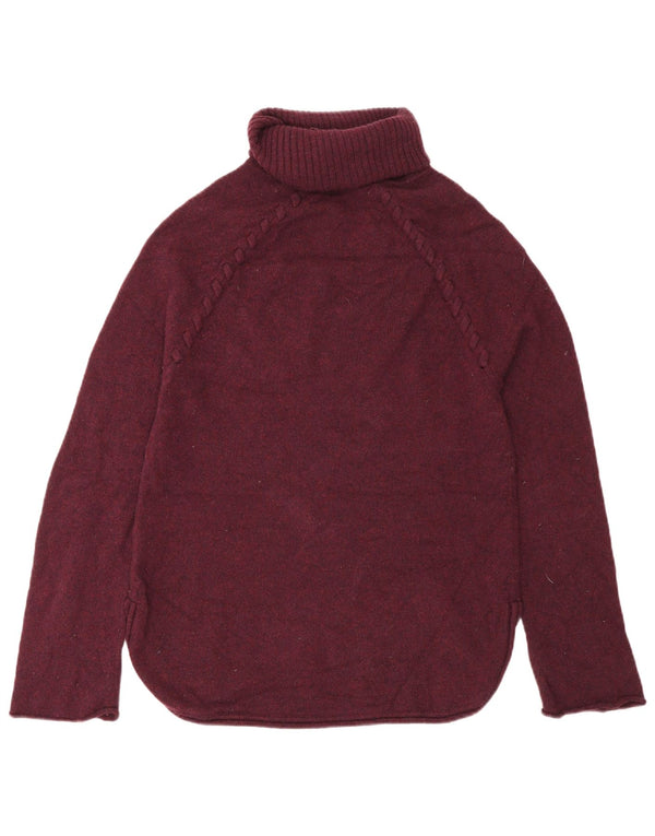 Jigsaw Pull Col Roulé Femme UK 6 XS Laine Bordeaux