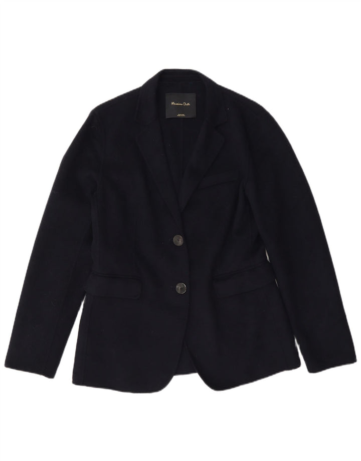 Massimo Dutti Veste Blazer 2 Boutons Femme EU 38 Petite Laine Bleu Marine