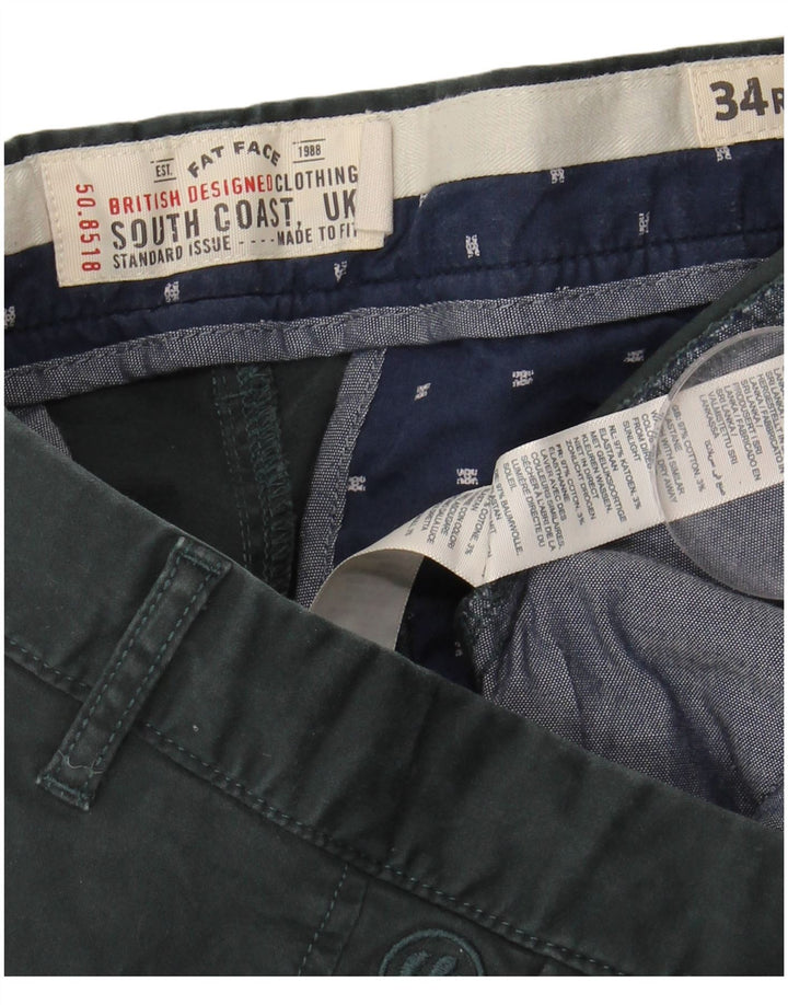 FAT FACE Pantalon Chino Slim Homme W34 L30 Vert Coton
