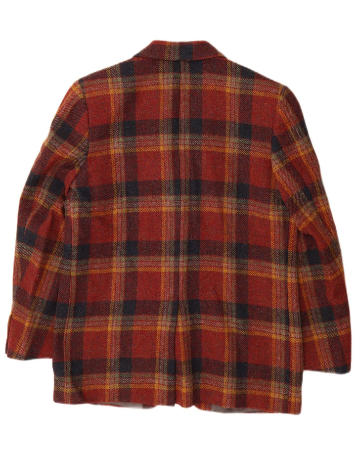 Lanolini Veste Blazer 3 Boutons Femme IT 42 Laine à Carreaux Marron Moyen