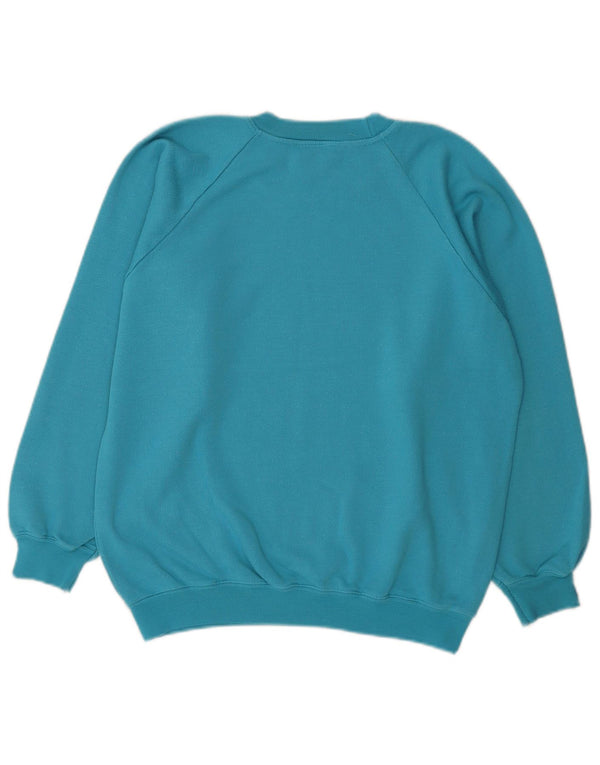 vintage Womens Graphic Sweatshirt Jumper UK 14 Coton Bleu Moyen