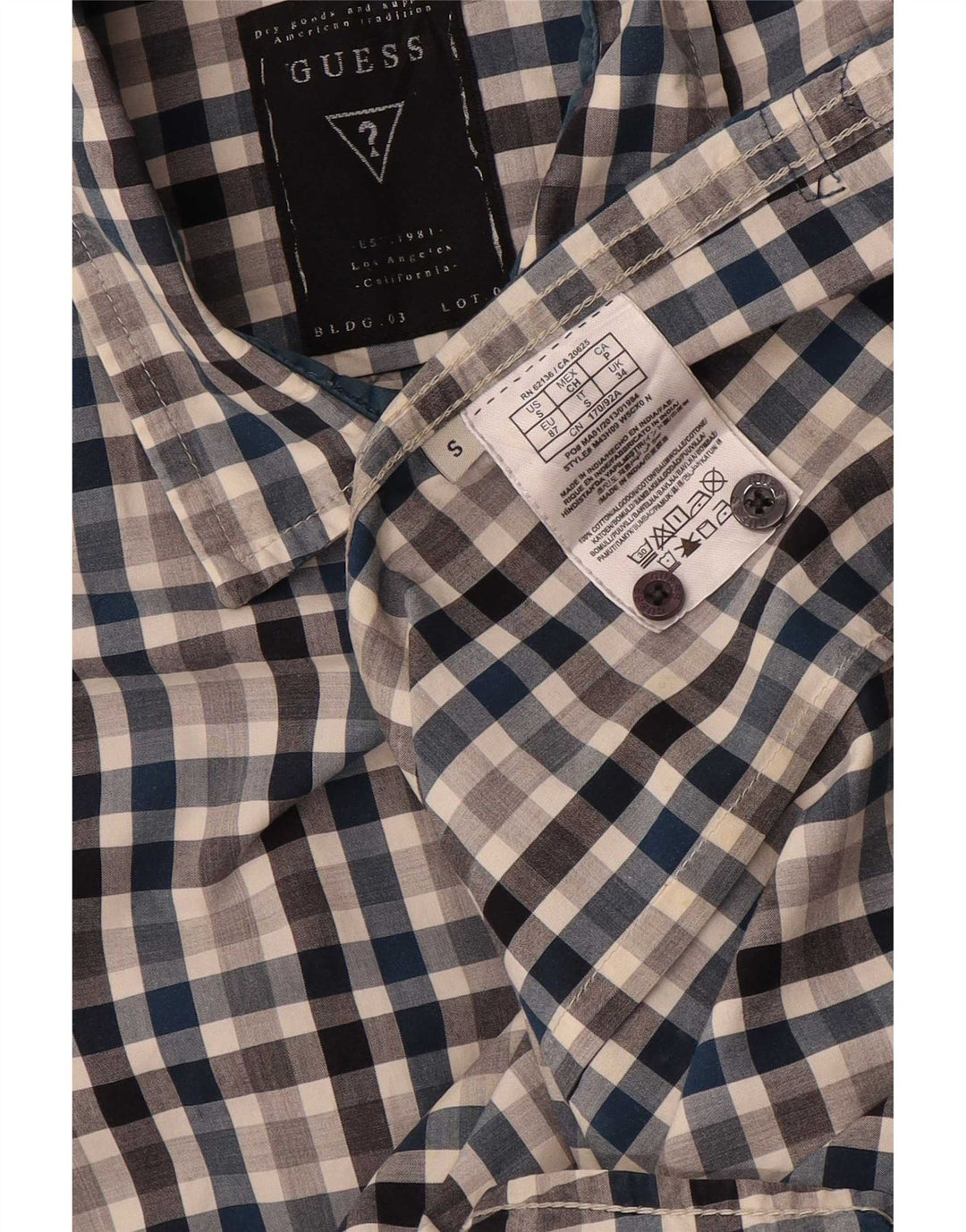 Guess Chemise Slim Fit Homme Petit Coton Vichy Multicolore