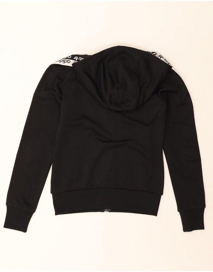 Adidas Pull à capuche zippé graphique pour femme UK 8 Small Noir Polyester