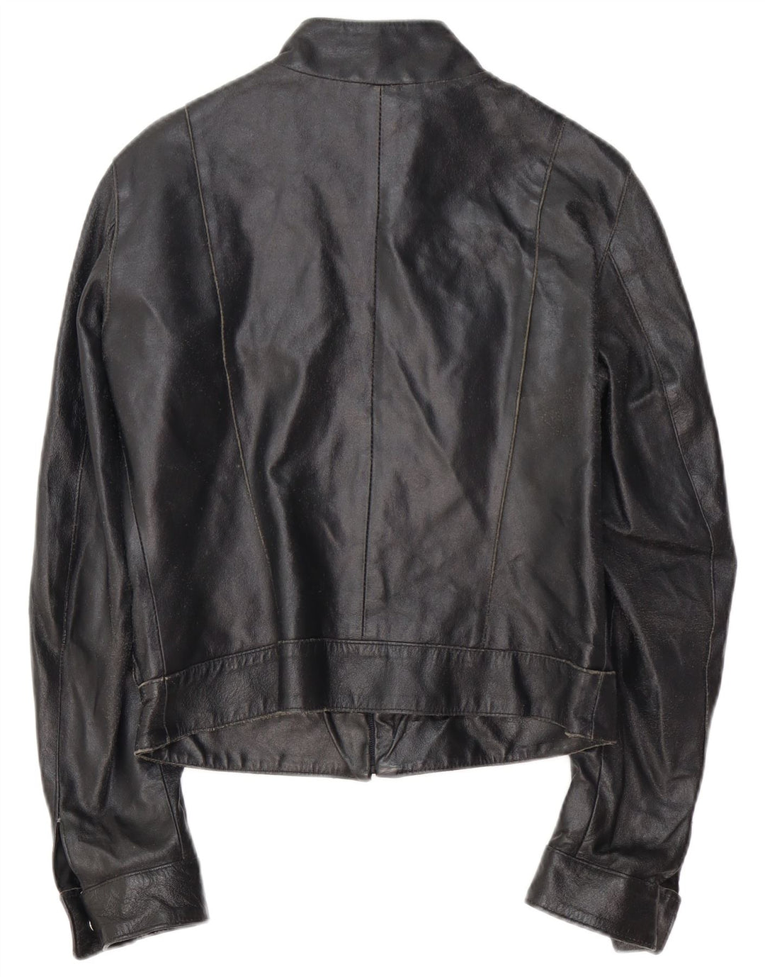 VINTAGE Veste de course en cuir pour femme IT 42 Cuir noir moyen