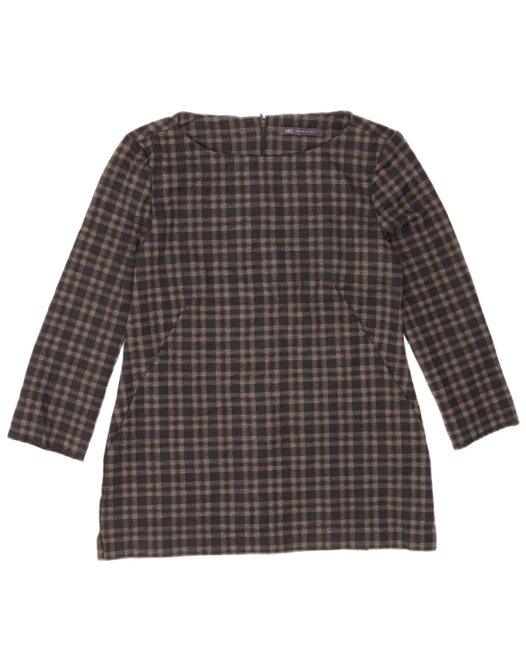 Marks & Spencer Chemisier à manches 3/4 pour femme UK 8 Petit carreaux gris