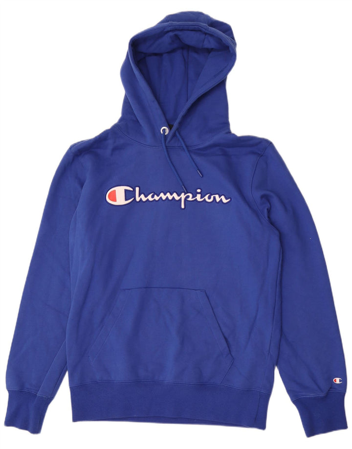 Champion Pull à Capuche Graphique Homme Bleu Moyen Coton